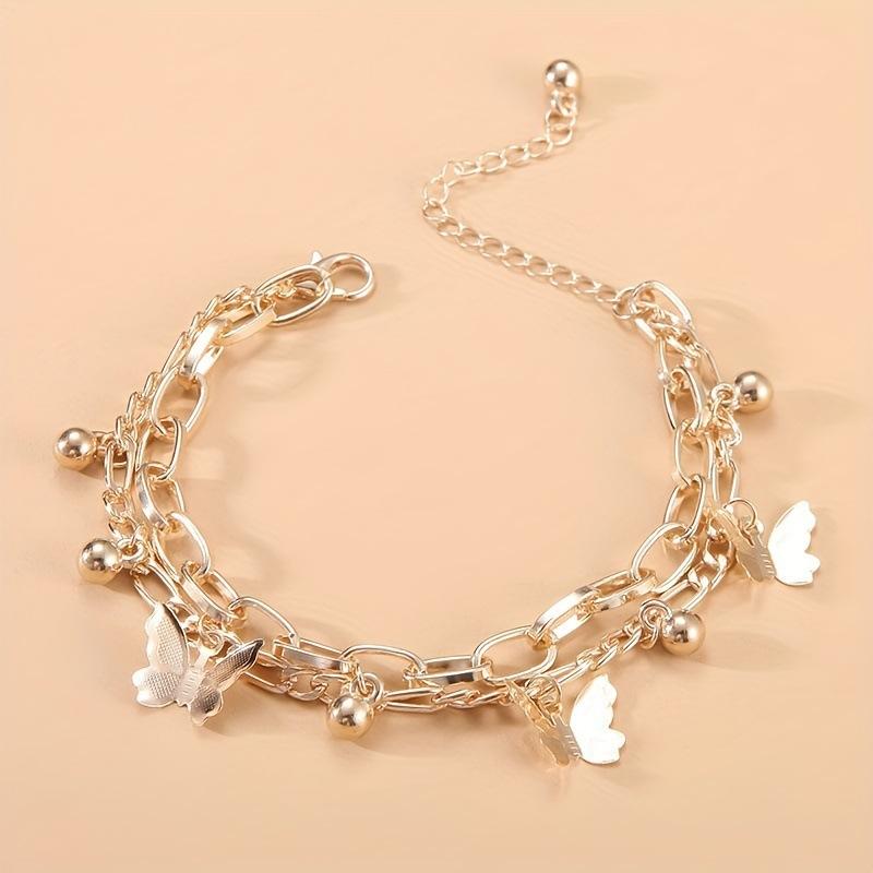 Double-Layer Heart Pendant Bracelet Simple Stylish Personalized Metal Multi-Layer Jewelry Accessory