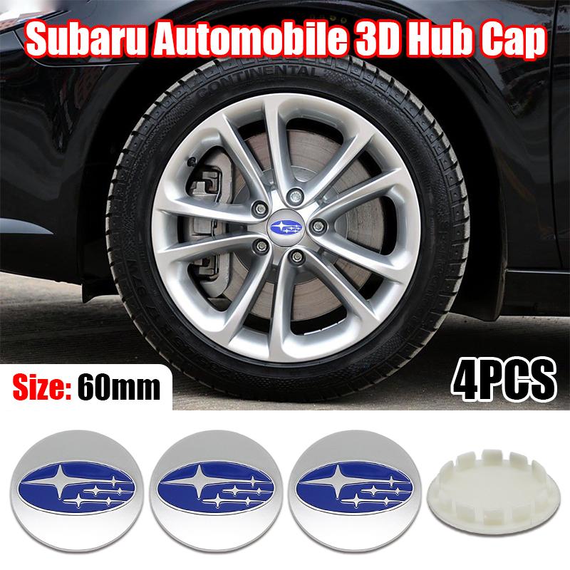 4PCS 60mm Car Wheel Center Covers Hub Caps Emblem for Subaru Models - Fits XV WRC WRX BRZ Forester Tribeca Impreza Legacy Outbac