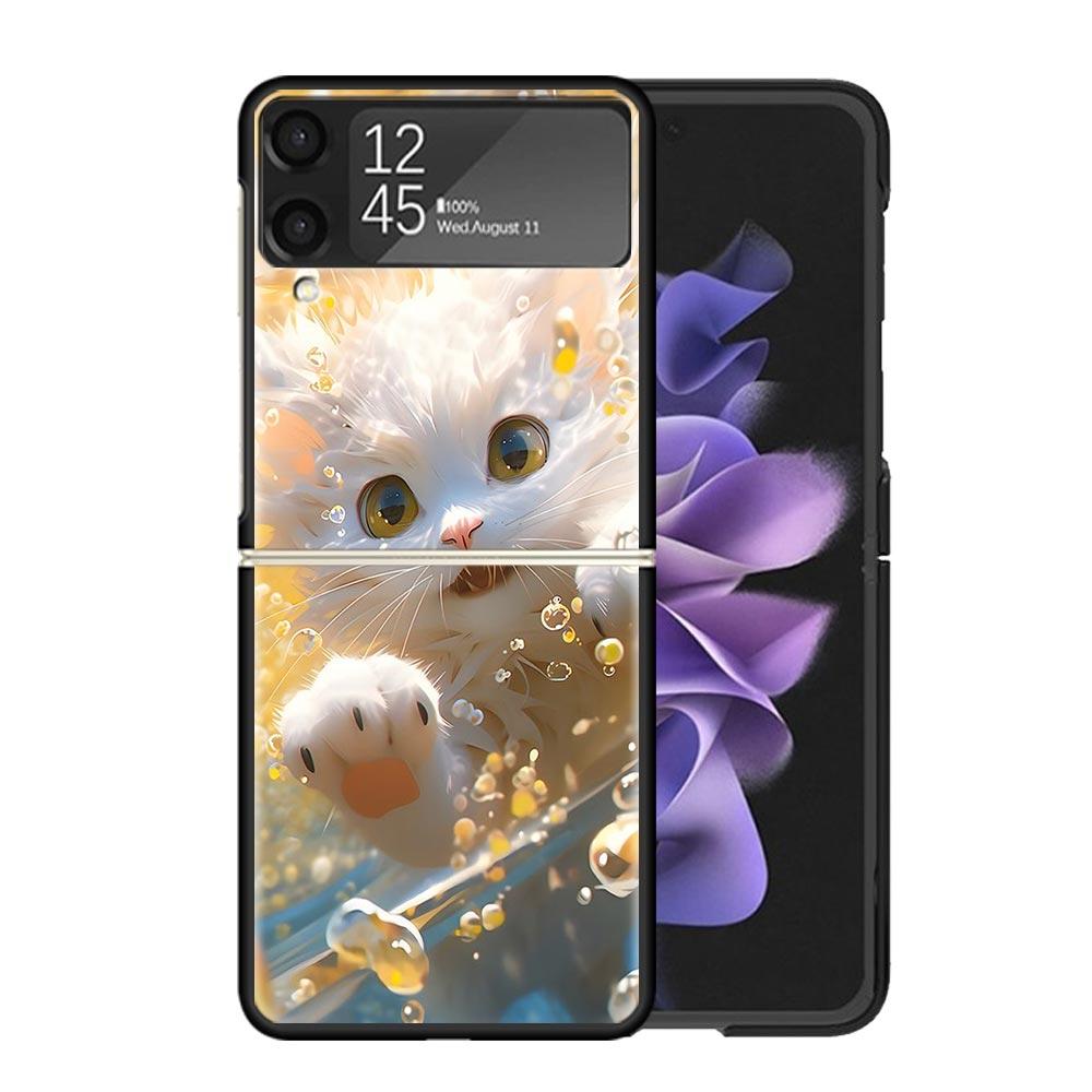 Мультяшные Милые Кошки Рыбки Эстетичные Чехлы Для Samsung Galaxy Z Flip 4 5 6 7 3 Z Flip7 Flip6 Flip4 Flip5 Flip3 5G Жесткие Ударопрочные Забавные