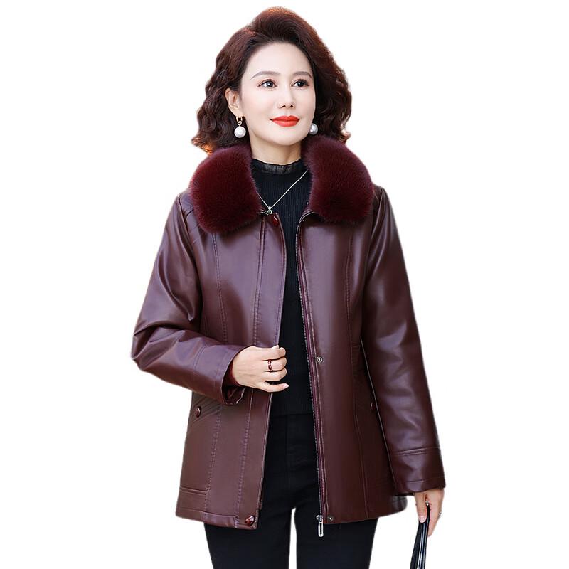 Женская куртка средней длины из искусственной кожи с плюшевой подкладкой
