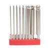 Набор магнитных шестигранных отверток из стали S2 с шаровой головкой и шестигранной рукояткой для пневматической/электрической отвертки.