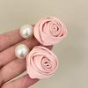 Форма Розы Сатиновый Розовый Жемчуг Зажим для Волос Тканевая Шпилька Украшение Аксессуары для Волос