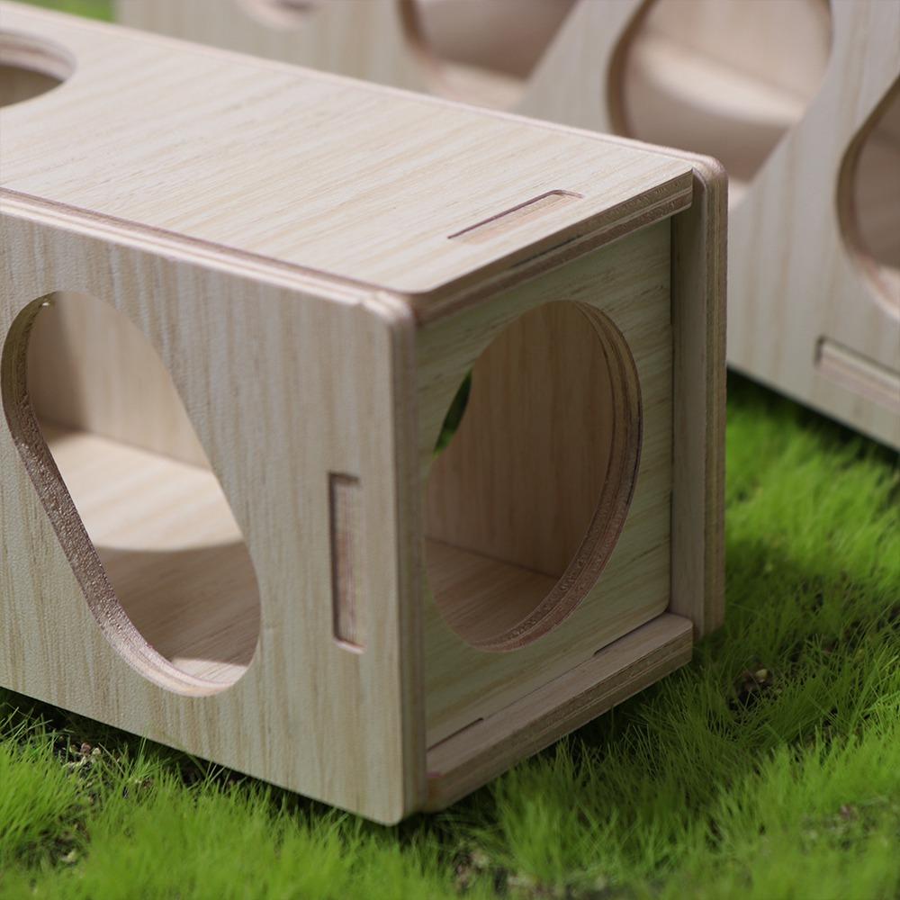 Natural Hamster Wooden Tunnel Exploring Hideout Small Animals Toy Secret Peep Shed Sugar Gliders