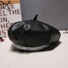 Vintage Leather Beret Hat Women Autumn Winter Warm Octagonal Cap Elegant Solid Color Female Lady Painters Caps