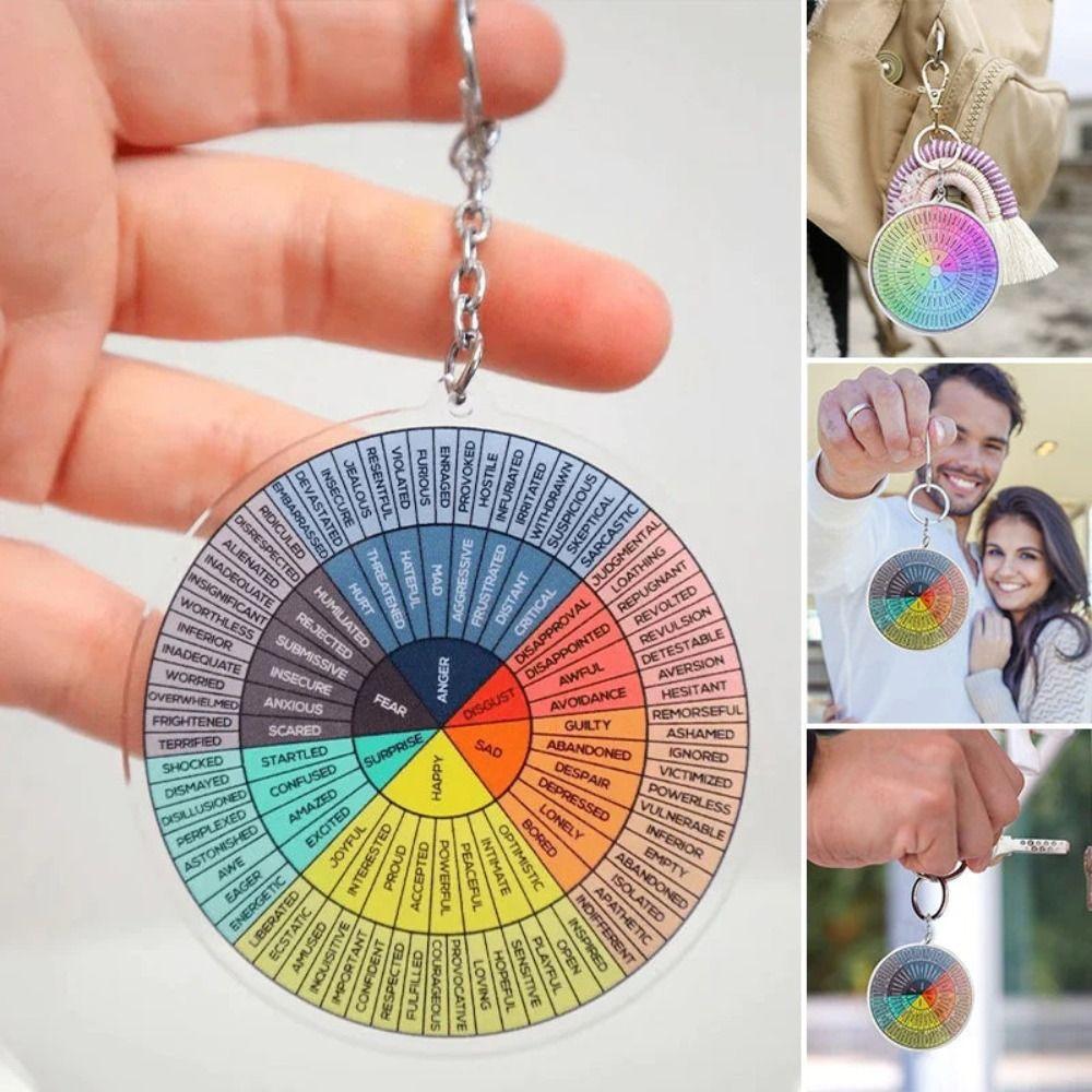Key Chain Jewelry Double-Sided  Keychain Bag Pendant Car Keyrings Feelings Wheel Keychain