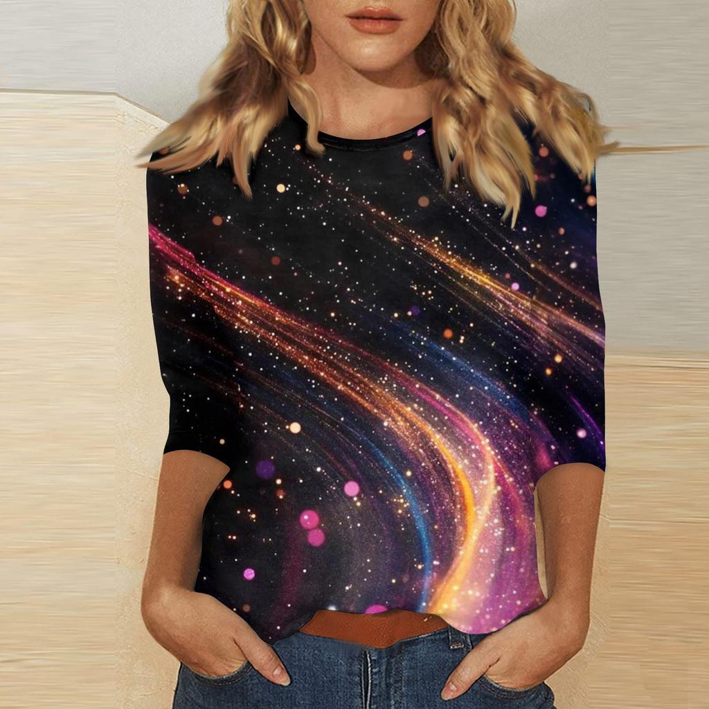 Женская повседневная свободная футболка с круглым вырезом и принтом ко Дню святого Валентина с рукавами три четверти