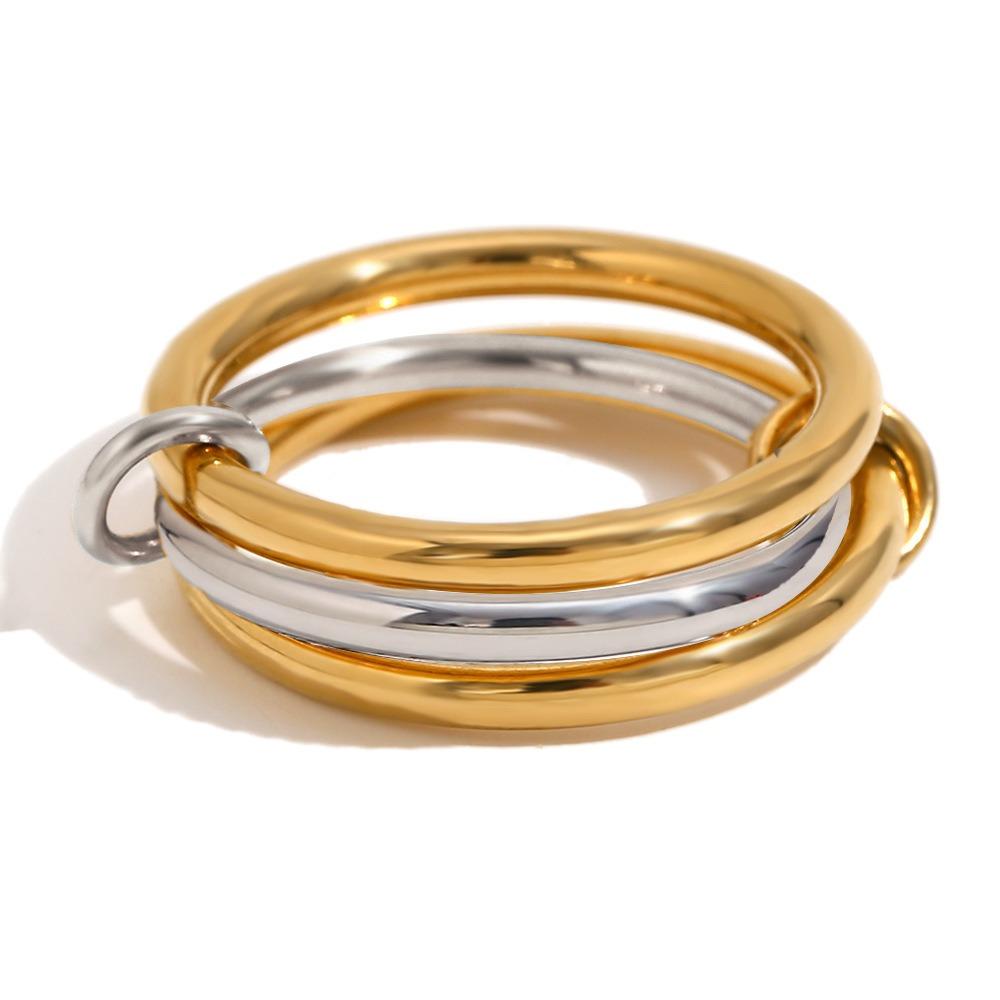 Multiple Layers Strand Loop Indext Finger Zircon Rings for Women Stainless Steel Gold Plated Ring