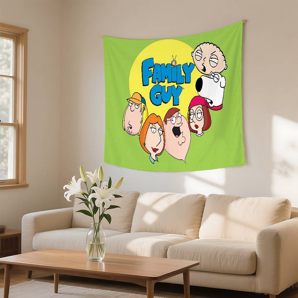 FFamily Cartoon GGuy Tapestry Wall Hanging Tapestry Art Deco Blanket Curtain Hanging At Home Bedroom Living Room Decor
