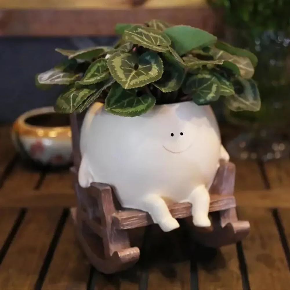 DIFEIUKI Улыбающееся лицо Цветок Смола Кактус Суккулент Для Мини-сада Исцеление Новоселье Подарок Горшок, Горшок, Горшок, Милый, Стильный, Растения, Кашпо,