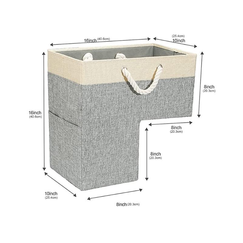 Stair Corner Storage Basket for Maximizing Unused Home Space Efficiently Craft of Fabric and Cotton Rope Materials