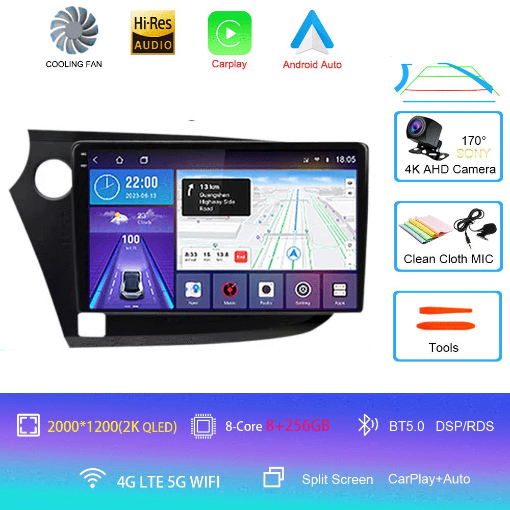 Автомобильное радио 9" Android 14 для HONDA INSIGHT 2009 - 2014 Навигация GPS Carplay Мультимедийный плеер Авто Стерео 2din DVD 360 Камера