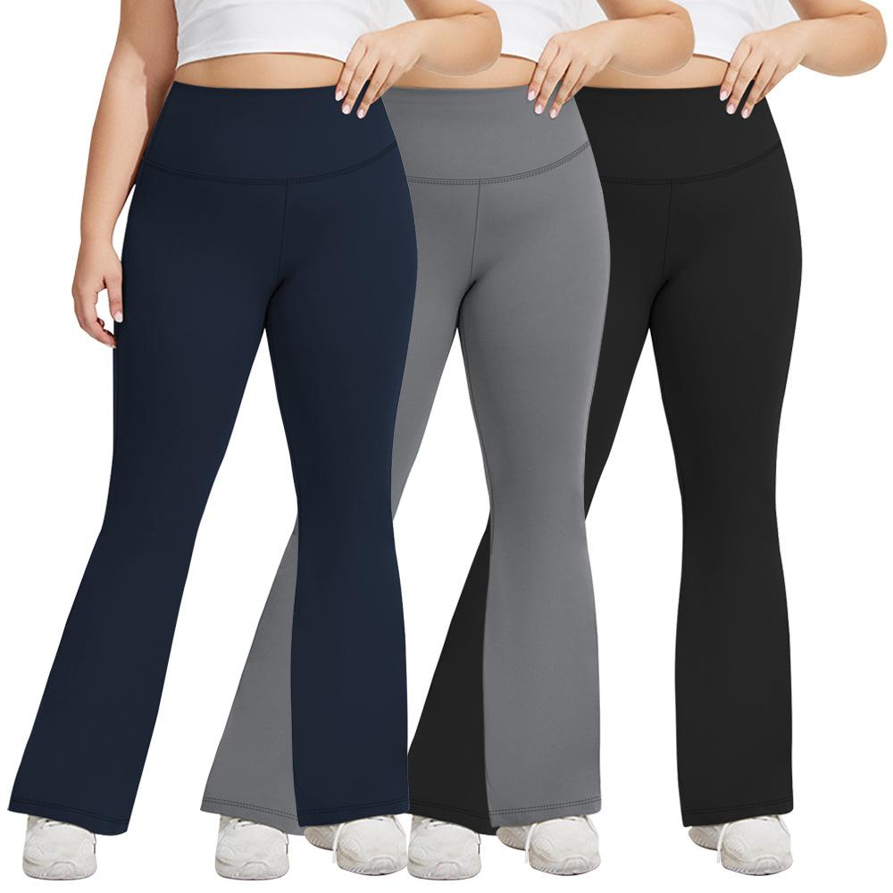 1XL-5XL Большие размеры Брюки для йоги слегка расклешенные с высокой посадкой облегающего кроя Весенне-осенние брюки клеш с широкими штанинами для йоги