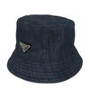 Used 11569 Denim Bucket Hat, 1HC137 AJ6 F0008 7919, Current Model, Dark Blue, RFID IC Chip, Size M, Size 58, Triangle