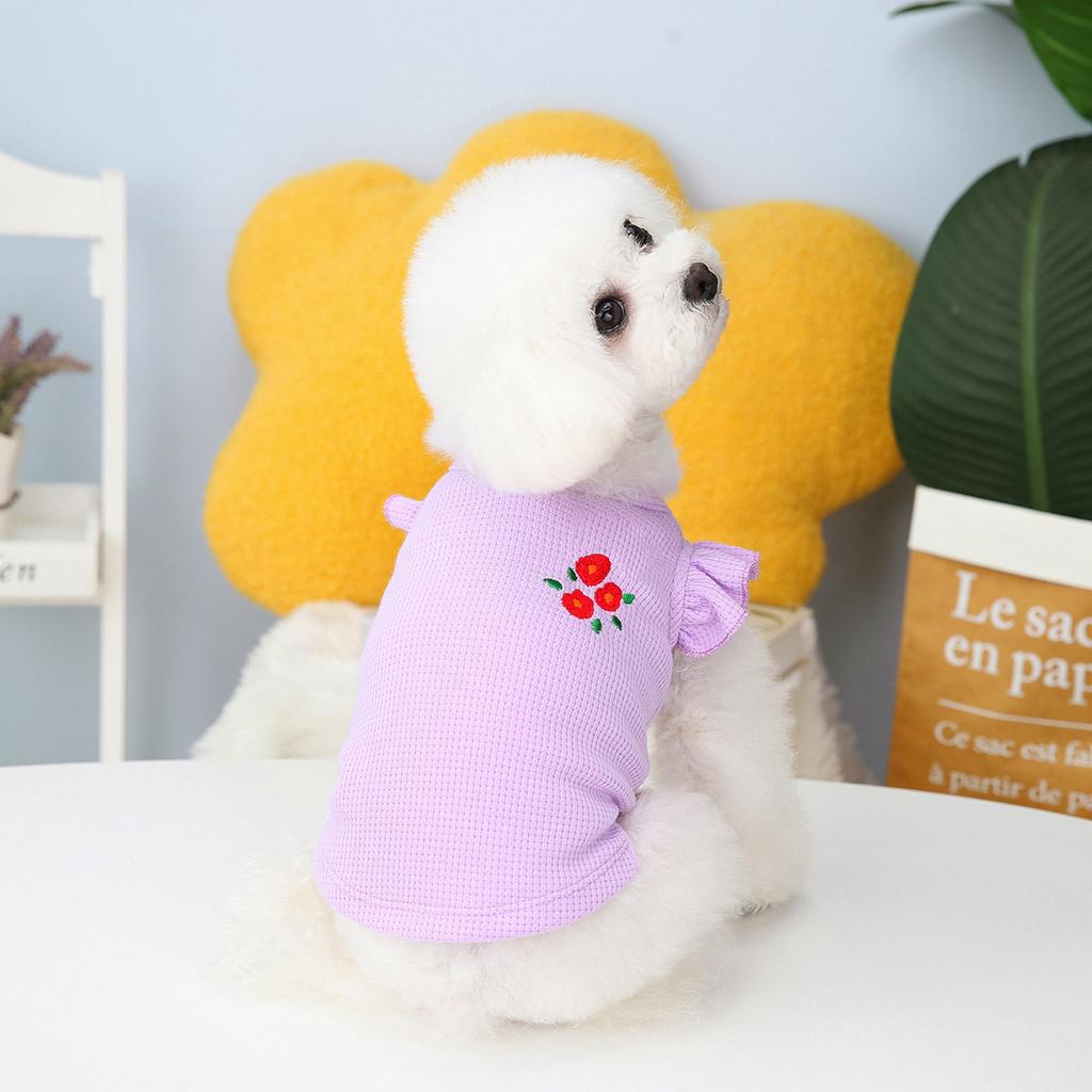 Лето 2023, Ins, одежда для домашних животных, новая одежда для домашних животных, одежда для щенков, вафельная майка с летающими рукавами