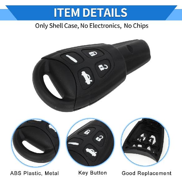 Key Shell Case for SAAB 93 2007-2012 Estate and Saloon Keyless Entry Remote Key Fob Replacement Case 4 Buttons