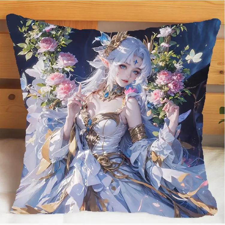 Arena of Valor Honor of Kings Diao Chan Подушка и наволочка Чехол для подушки Двусторонняя печать Плюшевые декоративные подушки 40x40 см