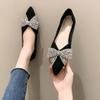 Single Shoes Women's New Women's Shoes Autumn Pointed Head Shallow Mouth Flat Shoes Women's Foot Cover Bow Doudou Shoes Women