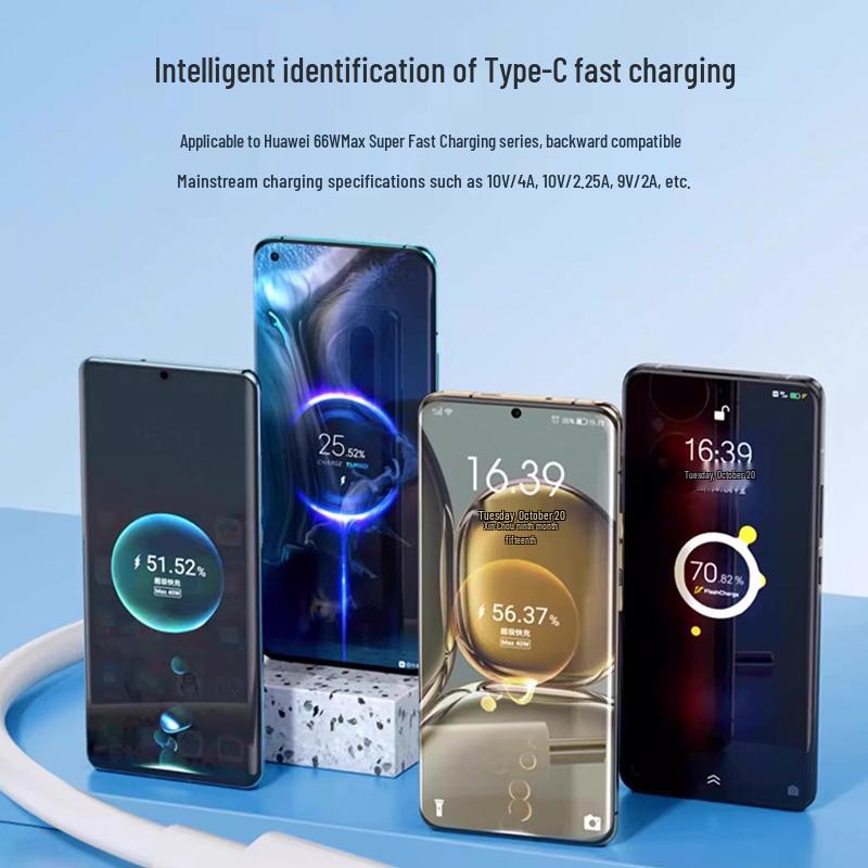 Быстрозарядный кабель Type-C 6A для Huawei Honor 66 Вт, совместим с 100 Вт/120 В