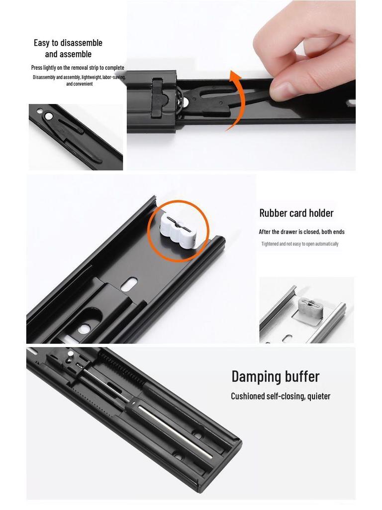 Бесшумные очень толстые направляющие для ящиков из нержавеющей стали с демпфированием отскока