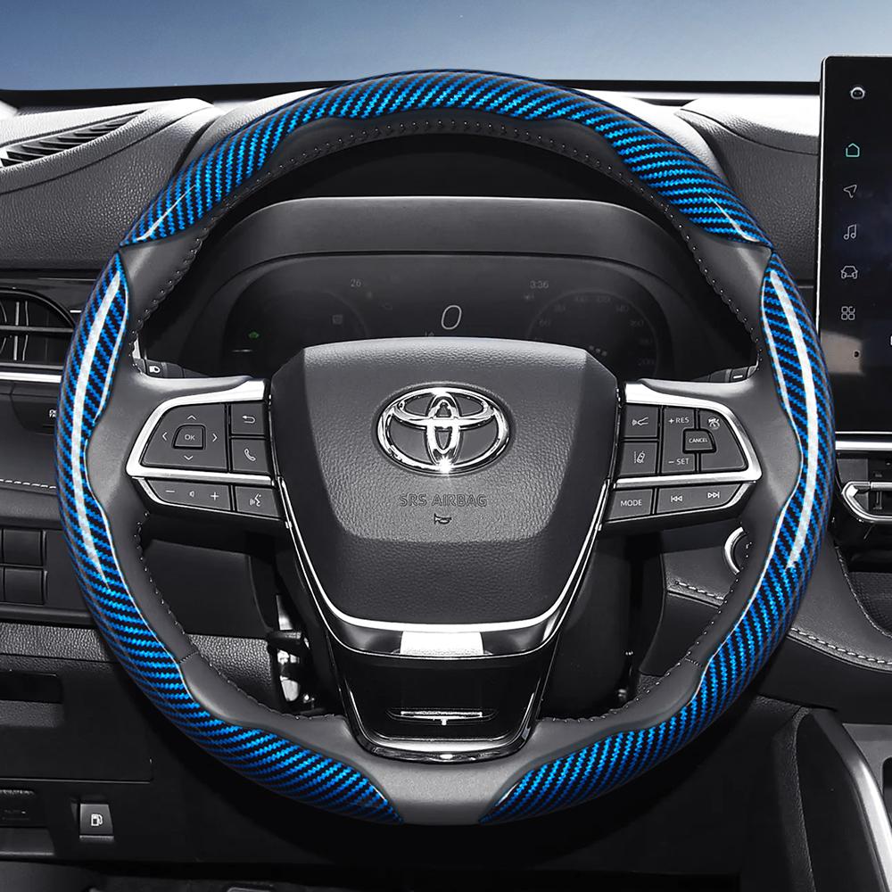 Suitable for Toyota Carbon Fiber Texture Steering Wheel Cover with Segmented Quick-Release Design, Durable, for Rav4 Hilux Camry, Yaris Corolla Cross