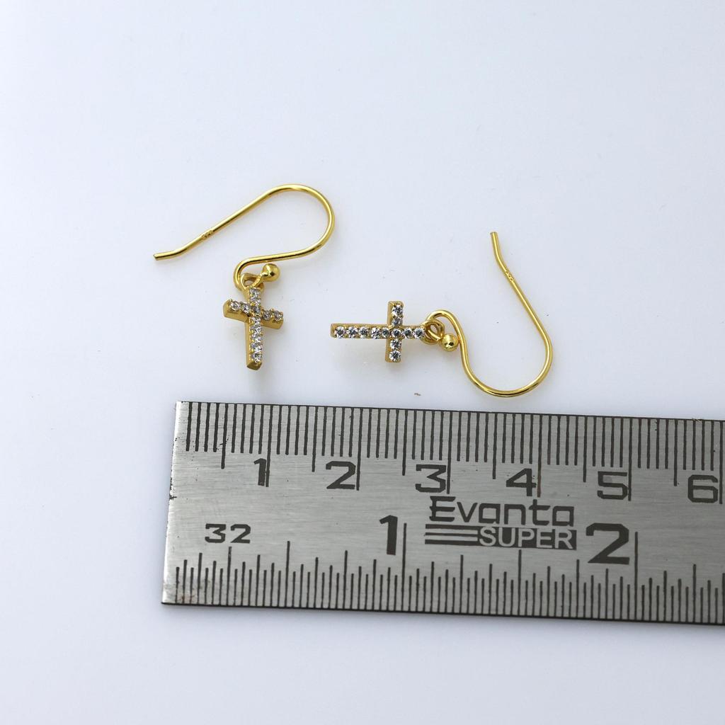 Серьга-крест с золотым покрытием, Женские украшения из стерлингового серебра 925 пробы, Серьга ручной работы с кубическим цирконием