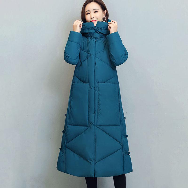 Пуховик, женский утепленный пуховик, зимняя свободная стеганая куртка, длинная стеганая куртка, однотонная зимняя одежда