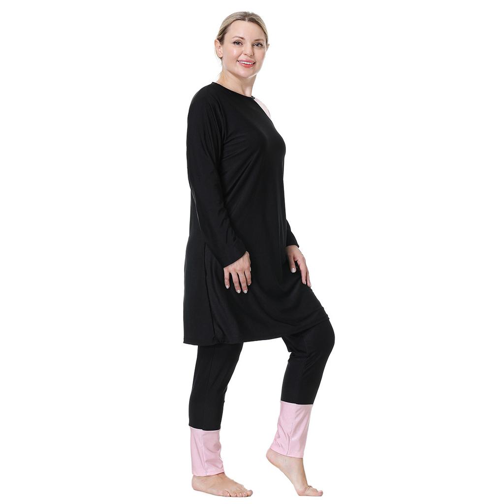 Женский мусульманский купальник размера плюс, женский купальный костюм с полным покрытием, очень эластичный удобный комплект из 3 предметов, пляжная одежда 3XL-8XL