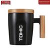 Керамическая кофейная кружка TOMIC с деревянной ручкой и крышкой