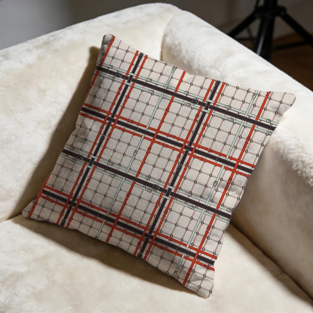 plaid lines Cushion Cover Soft Decorative Pillow Case Suitable for Bedroom Sofa Car Travel Use