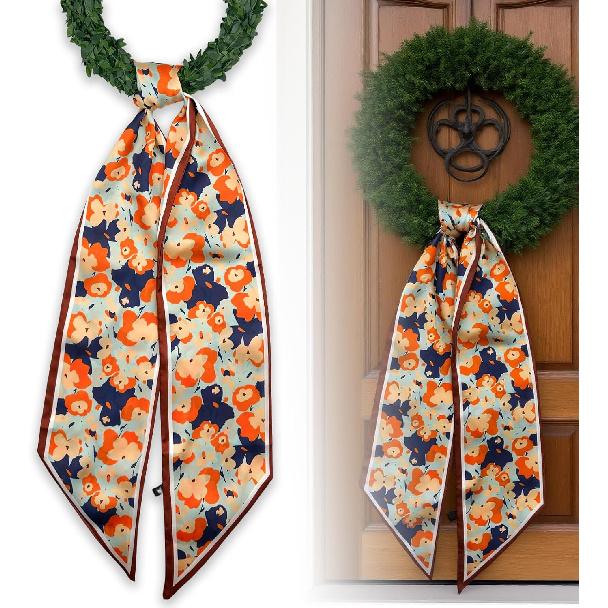 2 Pack Spring Fall Wreaths Sash for Front Door, Wreath Accessories, for Monogram Garland Ribbon, for Xmas Garland Decor Accessories Wedding Party