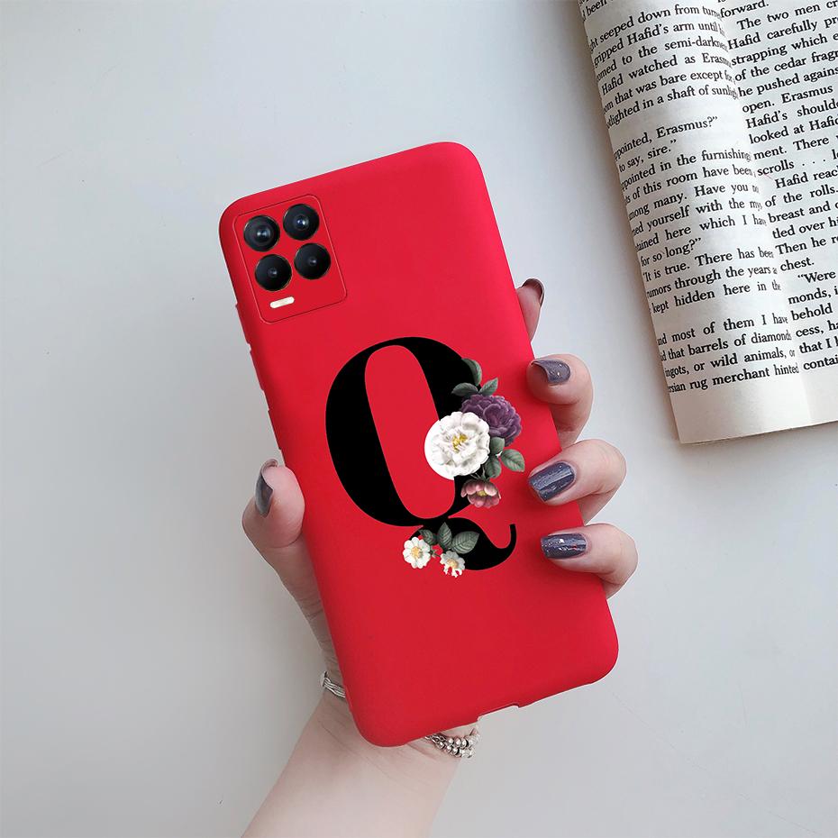 For Realme 8 Pro Case Silicon Soft Letter Monogram Flowers Phone back cover For Oppo Realme8 4G RMX3085 Realme 8 Pro Bumper Case