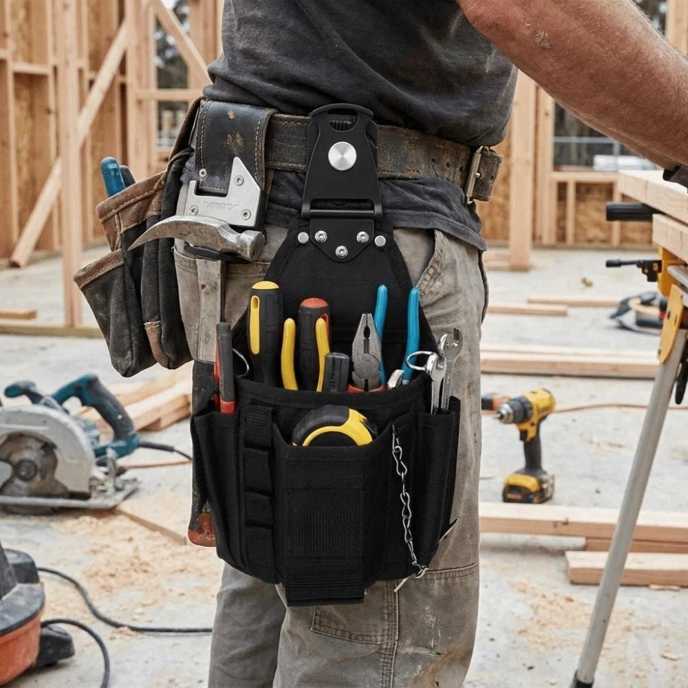 Solid Material Rotatable Quick Hang Hook Electrician Waist Belt Pouch  Daily Repair Scenarios