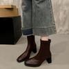 Fashion 2025 NEW High-quality Hot-selling Simple Design Short Boots Autumn Winter Thick High Heel Boot Zipper Fashion Women Boots