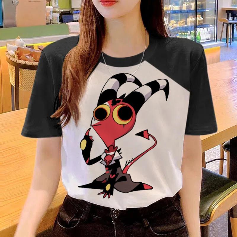 Футболка Helluva Boss, женская дизайнерская уличная одежда, футболки в стиле Харадзюку, женская дизайнерская одежда в стиле аниме