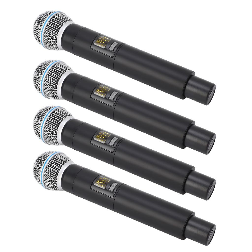Wireless Microphone Set 164ft Range VHF Band 4 Cordless Handheld Dynamic Mic for Stage Recording