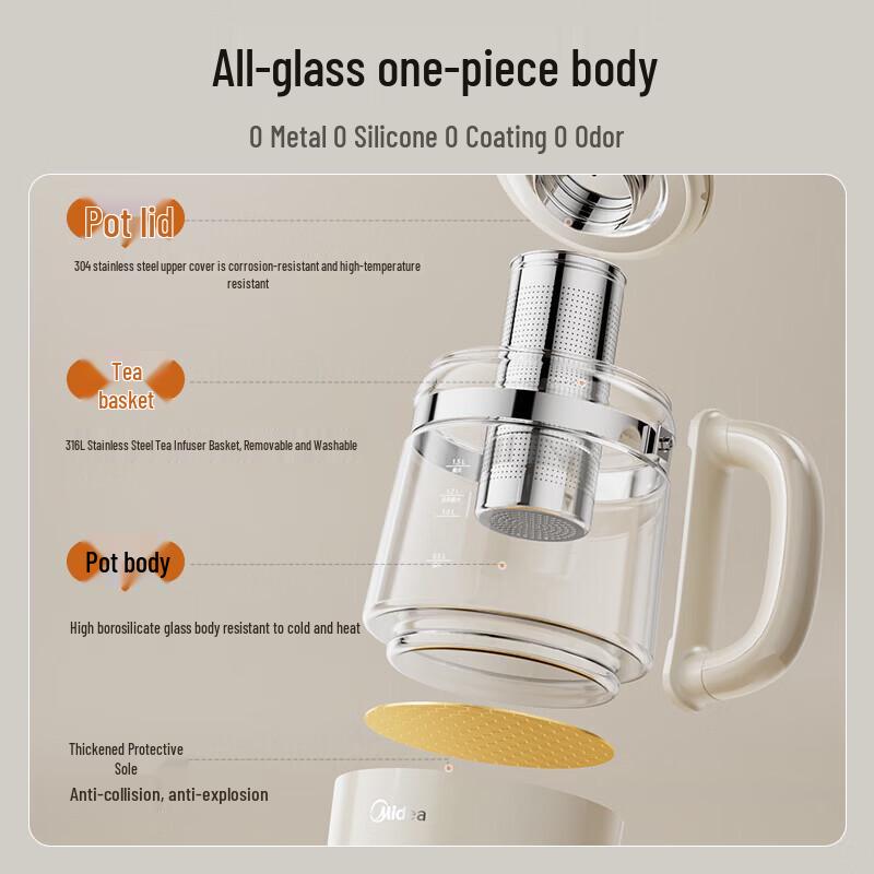 Midea 1.5L Multi-functional Glass Health Pot and Tea Maker