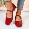 Fashion Mary Jane Shoes for Women New Fashion Medium Heeled Women Single Shoes Soft and Comfortable Red Ballet Shoes Zapatos De Mujer