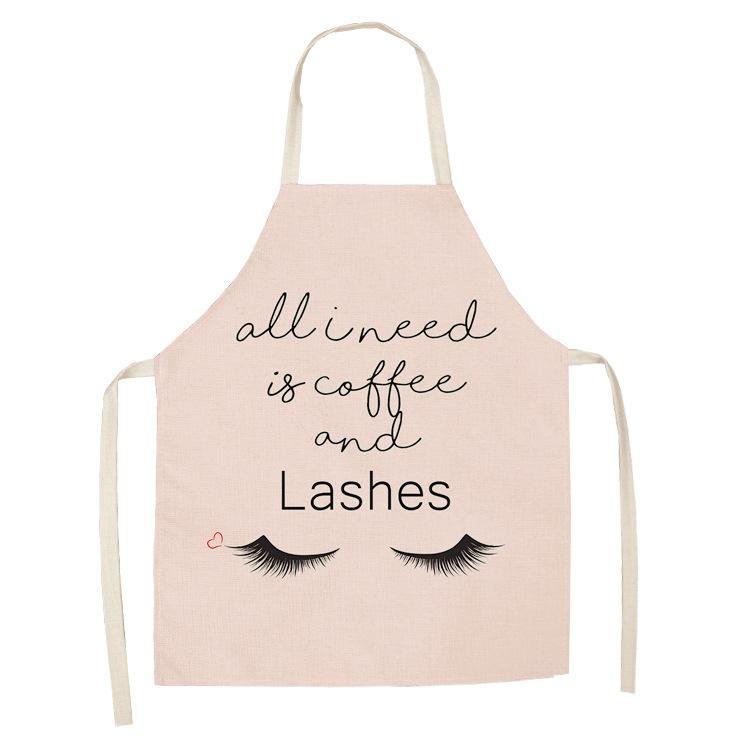 Eyelash Printing Apron Clean Art Sleeveless Home Kitchen Cooking Apron Chef Clothing Cotton Linen Bib for Adults