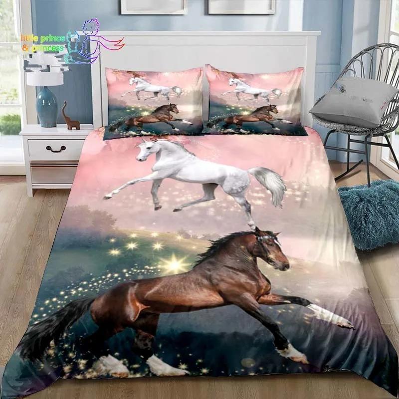 Cowboy Horse Pattern Comfortable Duvet Quilt Cover Pillowcase Bedding Set Children Bedroom Decoration Home Textile