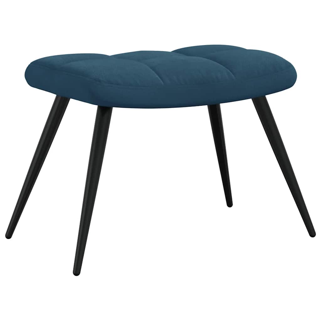 Recliner with Footstool Blue Velvet