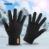 Iwarm love теплые мужские перчатки из верблюжьей шерсти, шерстяные перчатки, флисовые утолщенные вязаные перчатки, в наличии