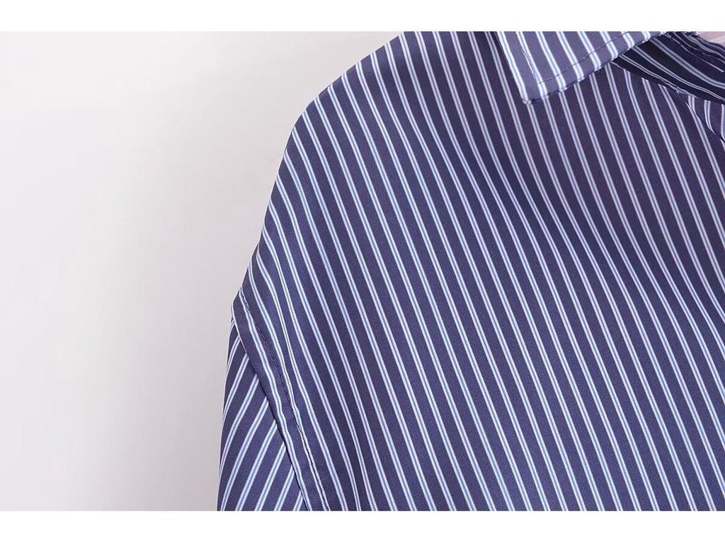 Зимняя женская полосатая рубашка с рукавами «летучая мышь» в европейском и американском стиле 2024