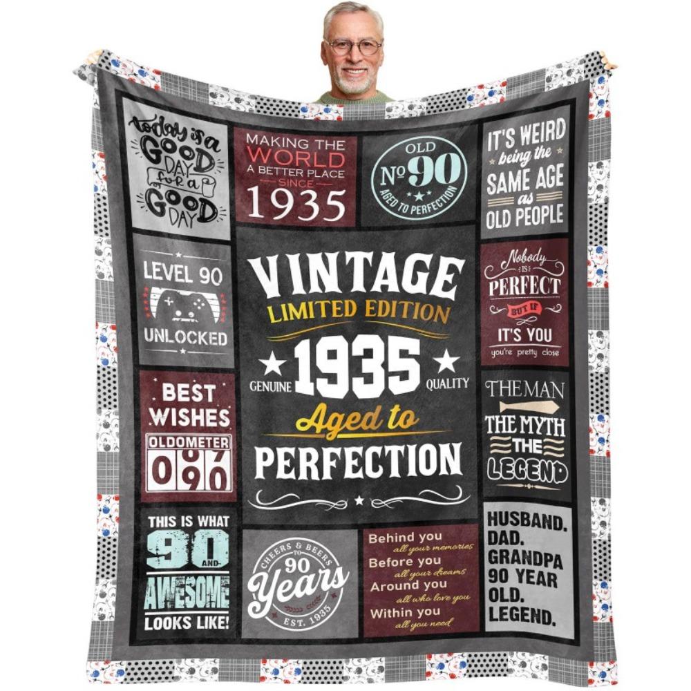 80th Birthday Gift Blanket Print Soft and Comfortable Flannel Blanket for Sofa Bed Living Room