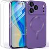 Protective Case - E.F.Connection - for iPhone 17 Pro Max - with Purple Magnetic Circle - 2 Glass