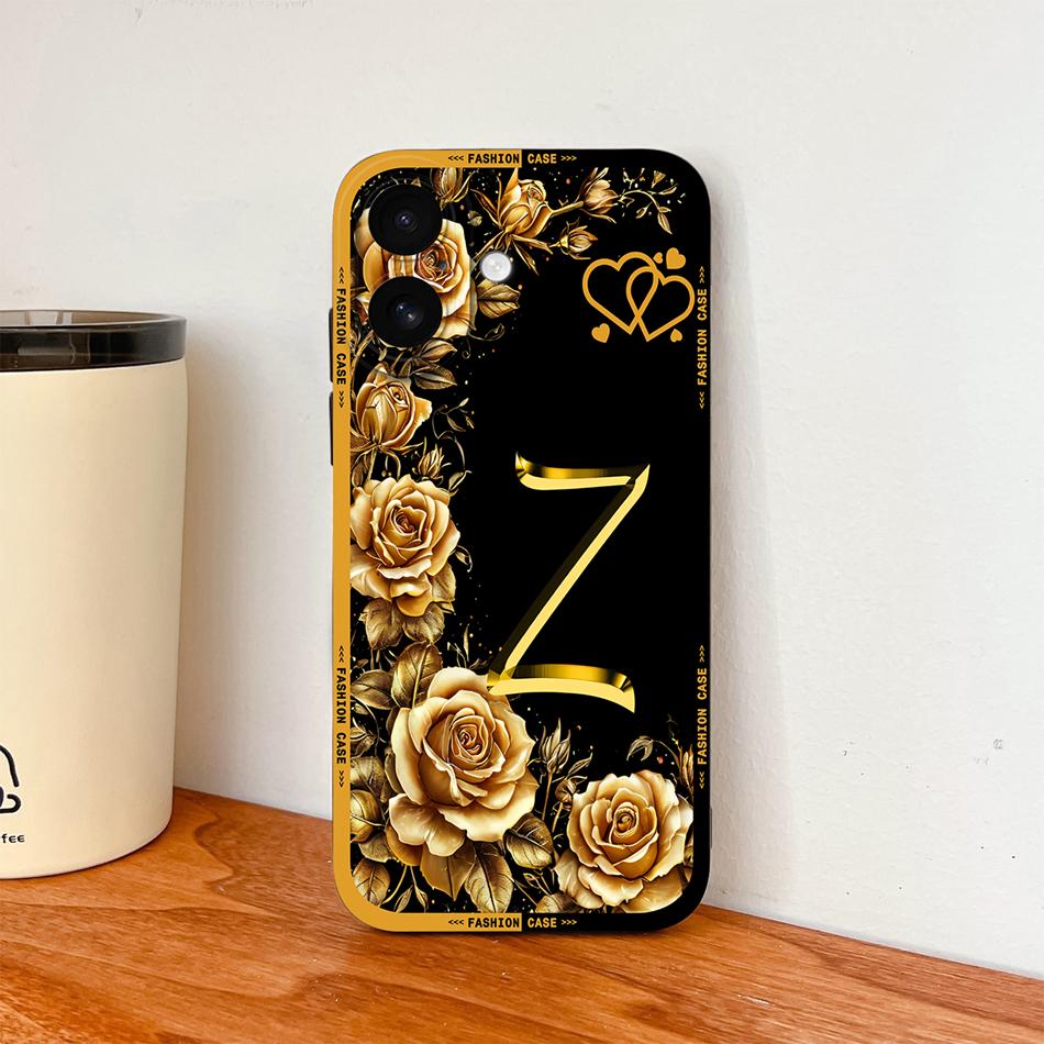 Для iPhone 17 Pro Max 17 Air Чехол для телефона Цветок Имя Буквы Высококачественный Чехол Для iPhone17 Мягкий Силикон Ударопрочный Корпус
