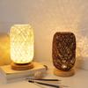 Nordic Wood Table Lamp Bedroom Bedside Small Night Light Art Decoration Study Desk Lamp Rattan Twine Lights