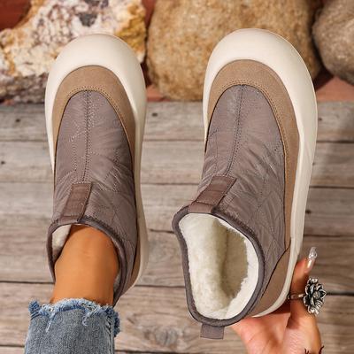 Пуховая ткань Нескользящая Толстая подошва Зимние Снежные ботинки Женские Зимние Новые На флисовой подкладке Повседневные Мягкая подошва Удобные Хлопковые туфли