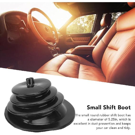 OUKENS 5.25in Gear Shift Boot Cover and Plate Kit with Chrome Ring 1651 Universal Replacement Dust Cover for Car Automotive Clutch, Includes Trim