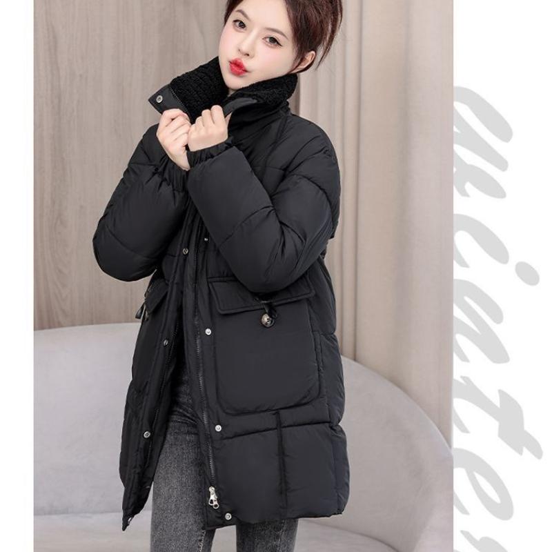 Новое зимнее хлопковое пальто средней длины для женщин, хлопковое пальто в корейском стиле, утолщенная куртка