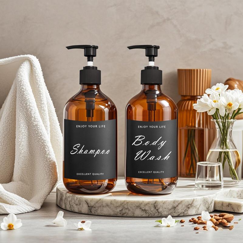 Дозатор для мыла коричневый 500 мл с этикеткой на подносе, пустой контейнер для хранения жидкого лосьона с ручным насосом